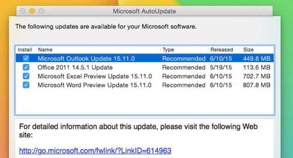 office 2011 for mac last update?